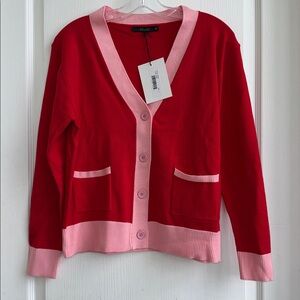 Deluc Vibrant Red and Soft Pink LISBOA CARDIGAN